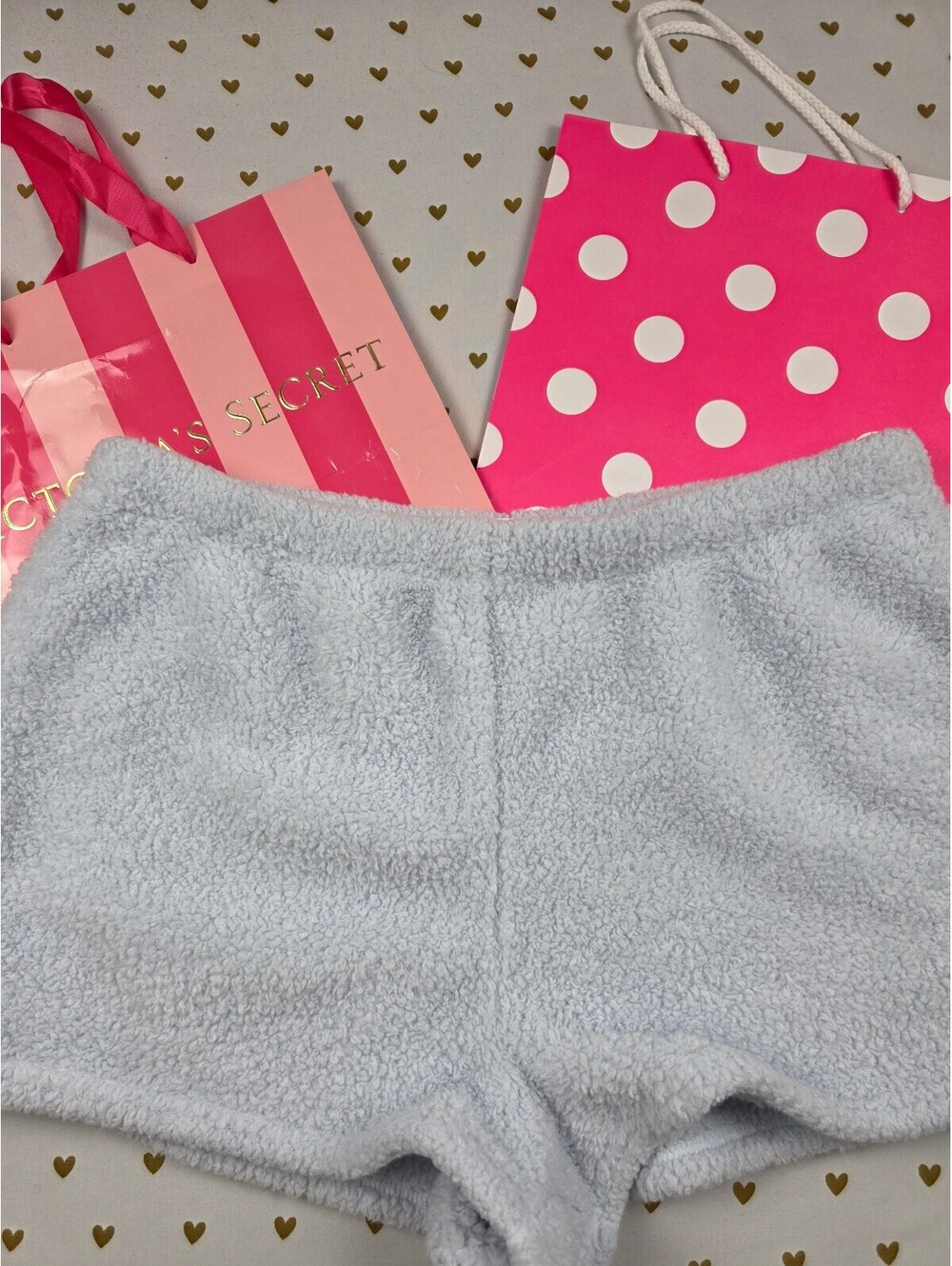 Victoria's Secret PINK Co-Zzzy Sherpa Fuzzy Lounge Shorts L Blue Plush